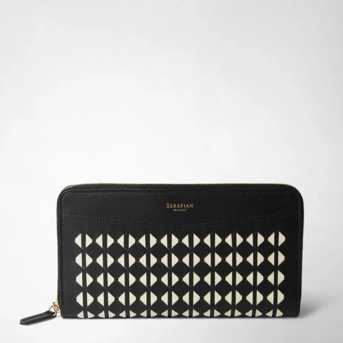 〈セラピアン〉2025年FW新商品入荷のご案内:MOSAICO ZIP AROUND WALLET/BLACK/OFF WHITE