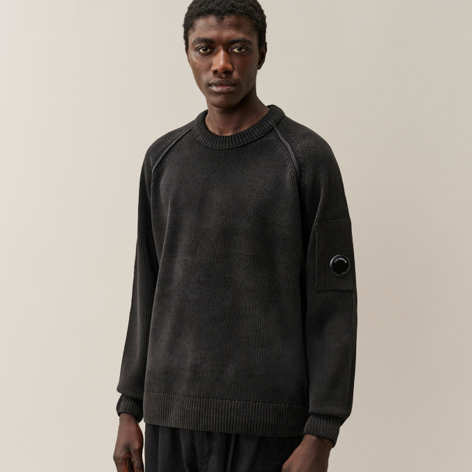 【C.P.COMPANY】Chenille Cotton Lens Crewneck Sweater