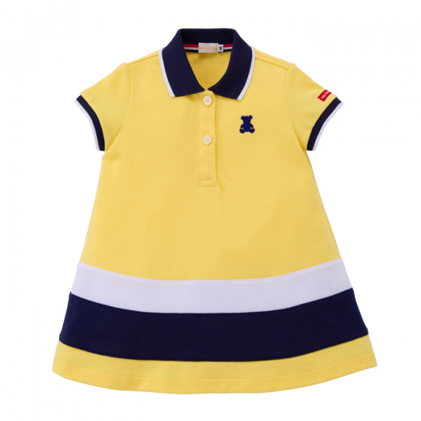 ★ミキハウス★マリンボーダー半袖ポロワンピース★130★日本製★豪華な刺繍★新品 1枚で楽ちんスタイル｜マリンボーダーワンピース | ワンピース