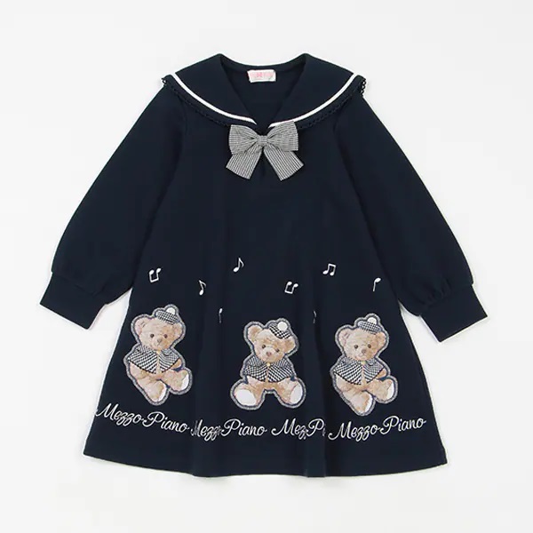 ★決算特価商品★ くまアップリケ🐻セーラーカットワンピース✨ メゾピアノ | ワンピース