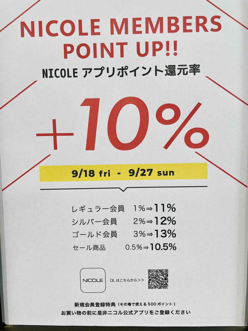 ＋10％　ポイントUP！！