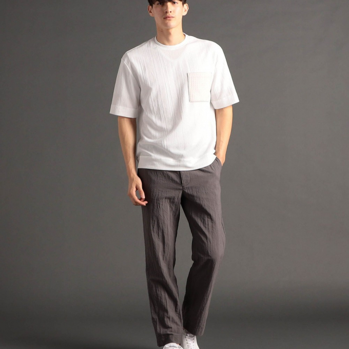 清涼感ある楊柳ニットTシャツ