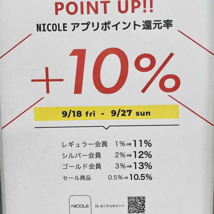 ＋10％　ポイントUP！！