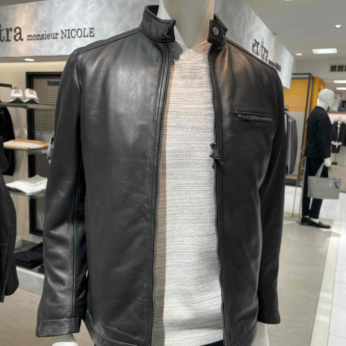 ラムレザー ライダースブルゾン