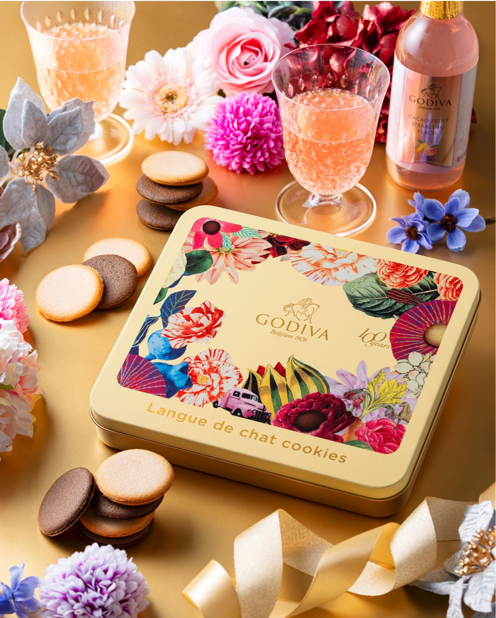 〈GODIVA〉の🌹100周年を華やかに🥂【限定商品】100周年 ラングドシャクッキー アソートメント