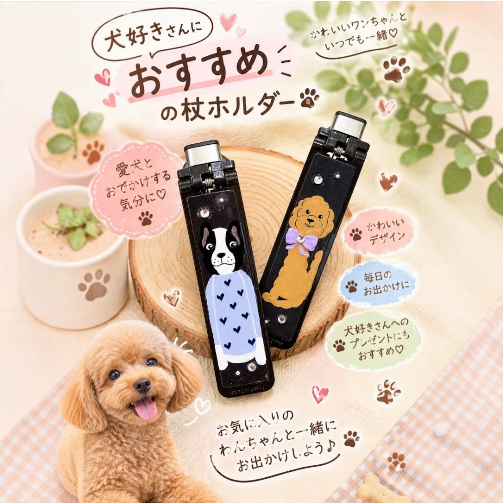 愛犬家さん必見！ワンちゃん柄のかわいい杖ホルダー🐶🐾