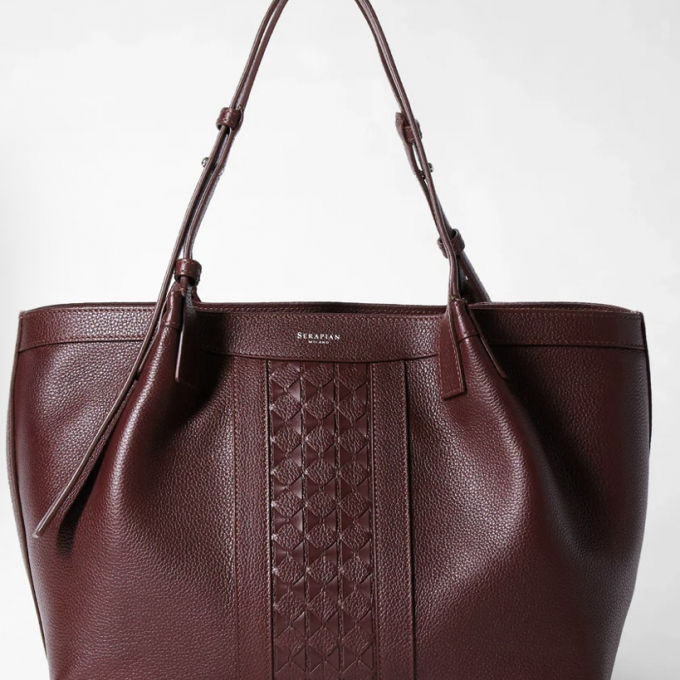 CACHEMIREレザー & MOSAICO製スモールSECRETトートバッグ