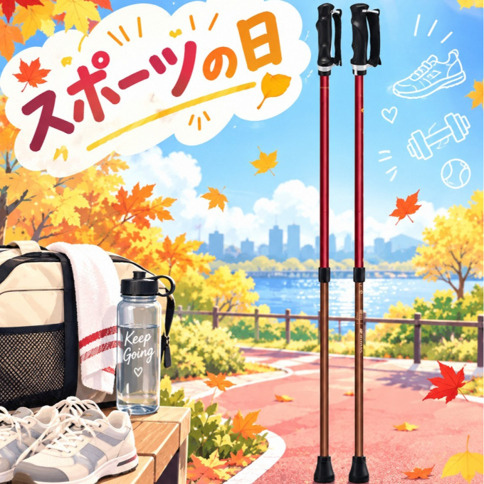 スポーツの日に♪2本杖で秋のウォーキングを楽しもう🧡🐿️
