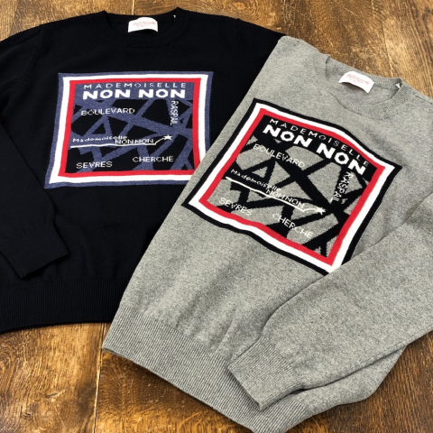 極美品マドモアゼルノンノン 60周年アニバーサリー ラフィリネンデニムブルゾン 60周年復刻セーターが入荷いたしました | マドモアゼルノンノン