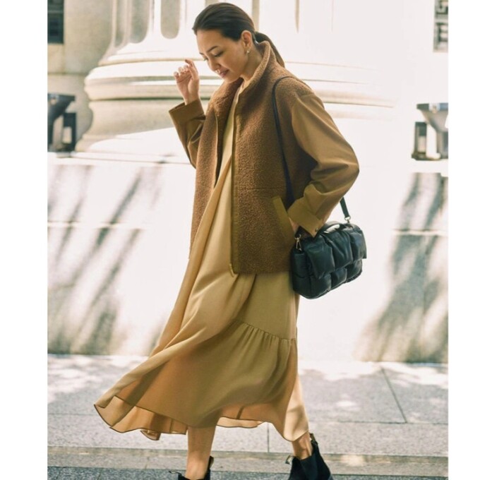 【自由区】素材のコントラストが魅力◎ボアコンビアウター