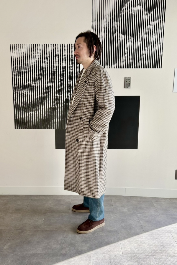 LARDINI》ウールカシミヤ ガンクラブチェックコート