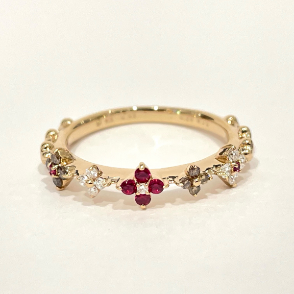 レビュー高評価の商品 ルビー/ダイヤ/ブラウンダイヤ使用♪ セイレーン | お花リング♡ アクセサリー