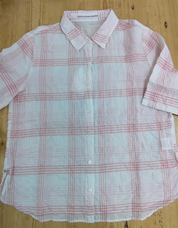 新品タグ付】マドモアゼルノンノ 丸襟フリル チェックシャツ 38