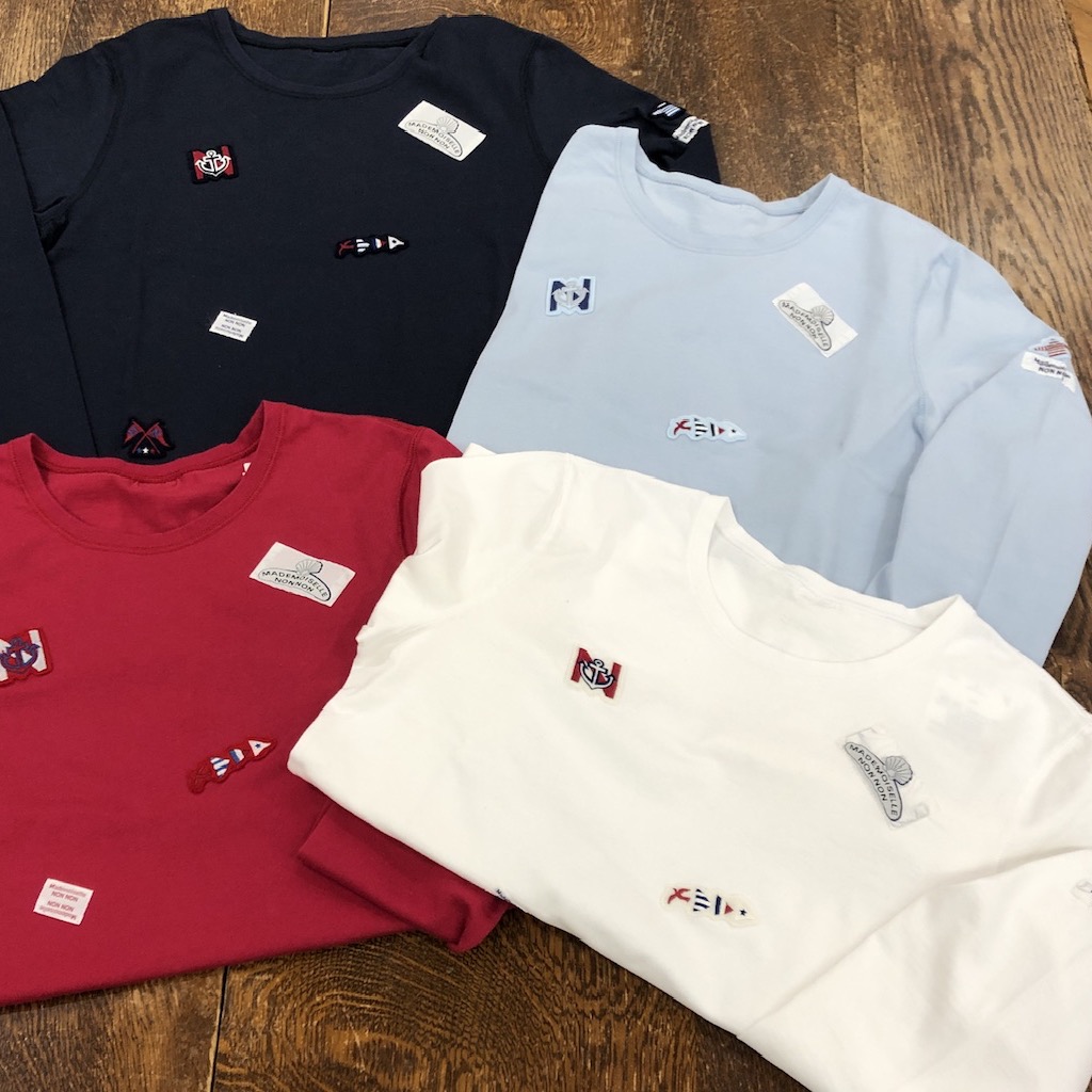 マドモアゼルノンノン　フランス地図刺繍 長袖Tシャツ　紺　М　新品未使用‼️ 定番】天竺 無シル防縮加工 ロゴプリント半袖Tシャツ （Tシャツ