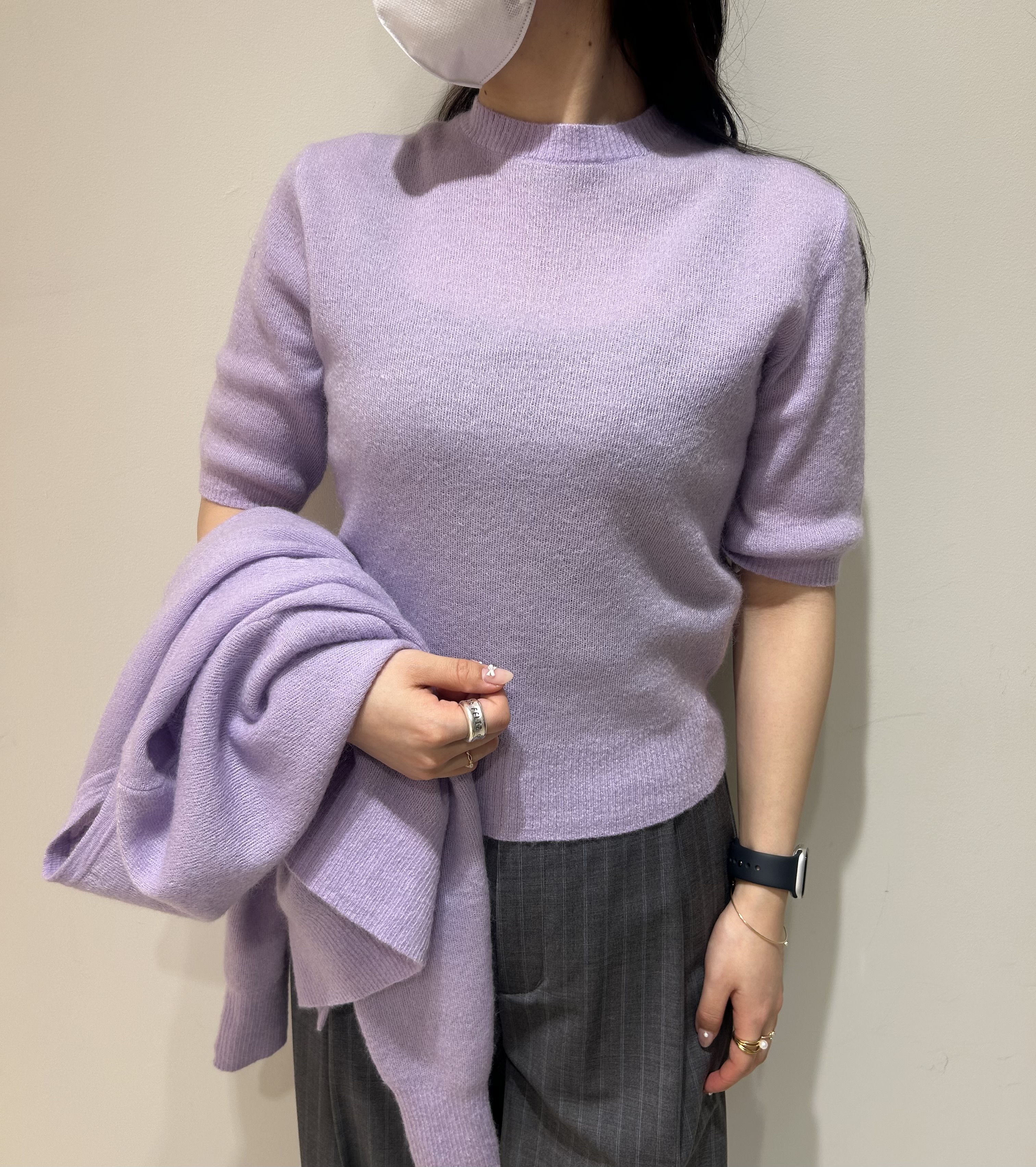 ベーシックなデザイン✨モヘアクルーネックニットカーディガン