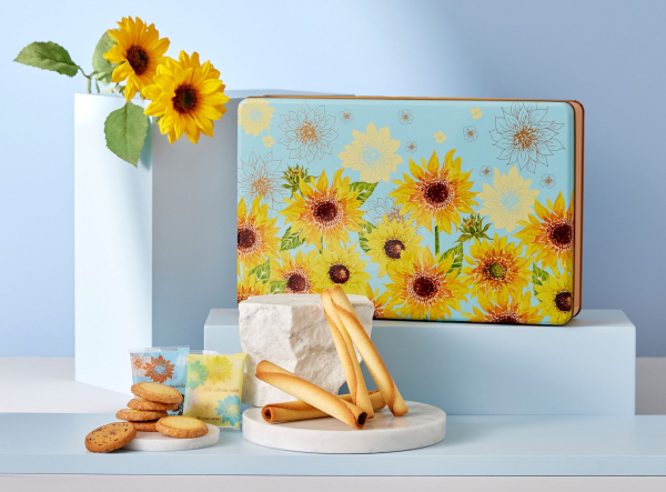 花柄金属製缶 4個セット ヨックモック】日比谷花壇コラボの四季パッケージ🌻夏ver.登場