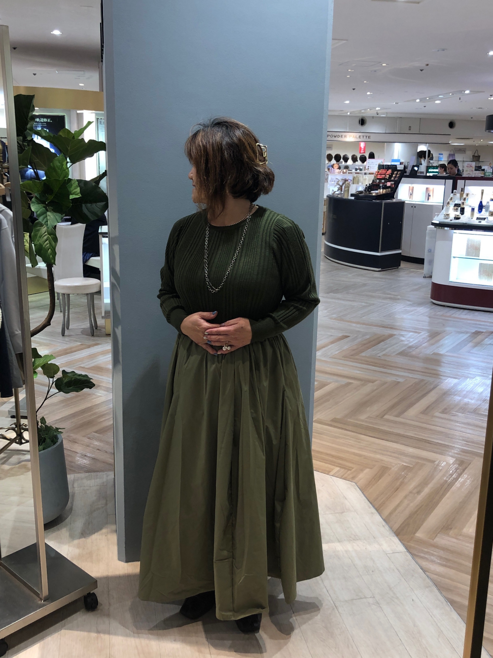 リブニット切り替えワンピース