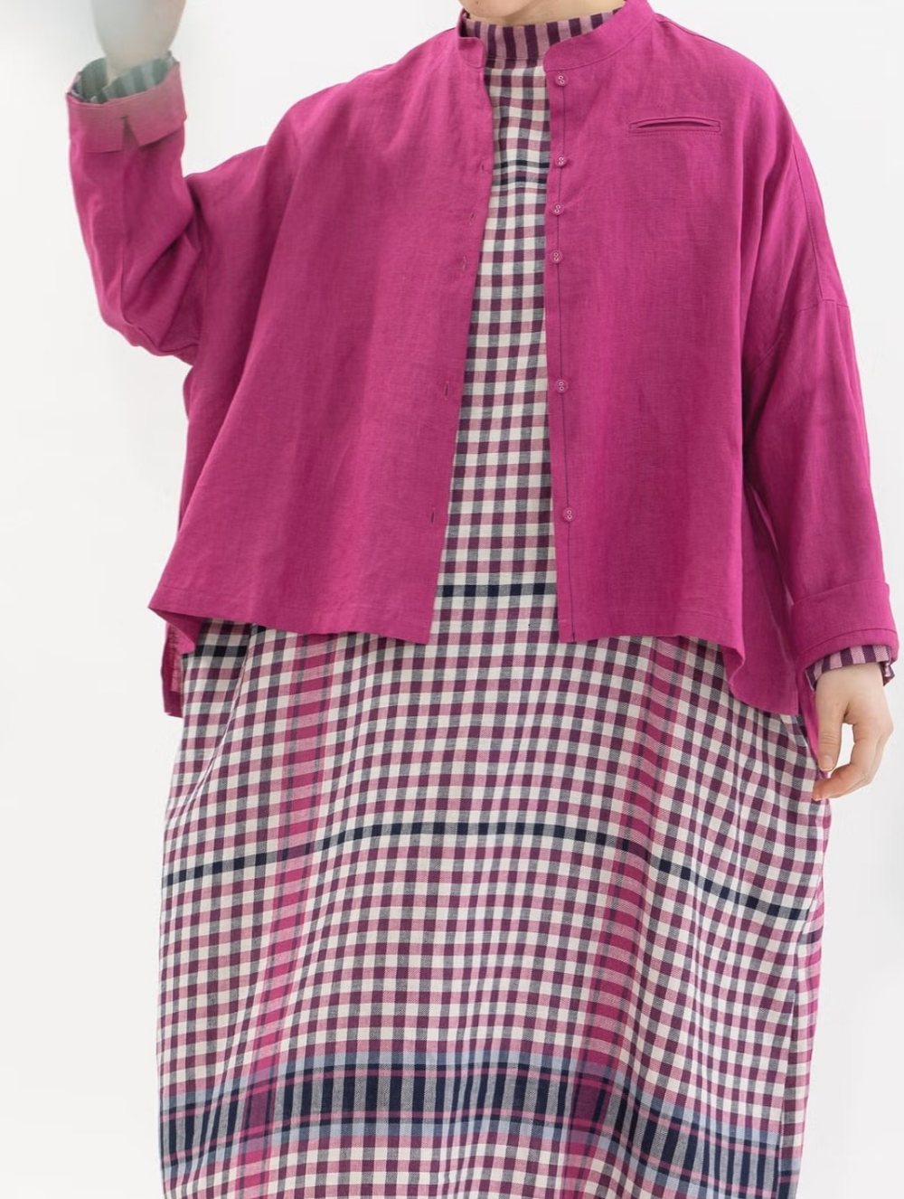 【2Fノップドゥノッド】８色展開♪定番スタンドカラーリネンシャツ