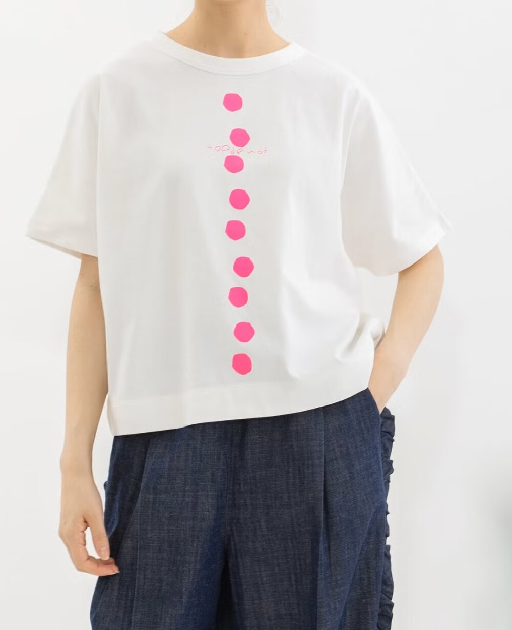 【2Fノップドゥノッド】ドットラインのプリントTシャツ