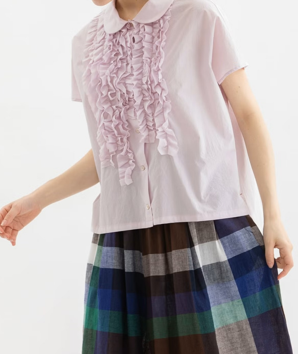 【2Fノップドゥノッド】大人かわいい♪フレンチスリーブフリルシャツ