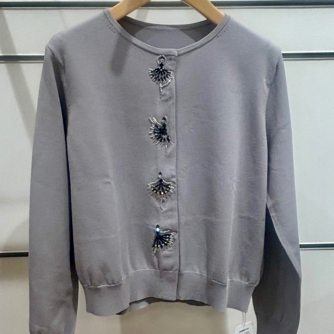 バレリーナ刺繍ニットカーディガン