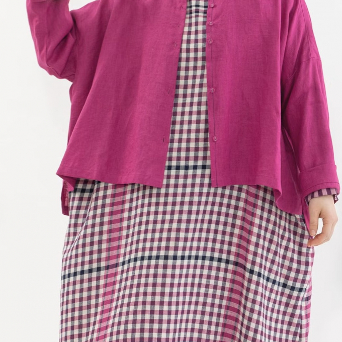 【2Fノップドゥノッド】８色展開♪定番スタンドカラーリネンシャツ