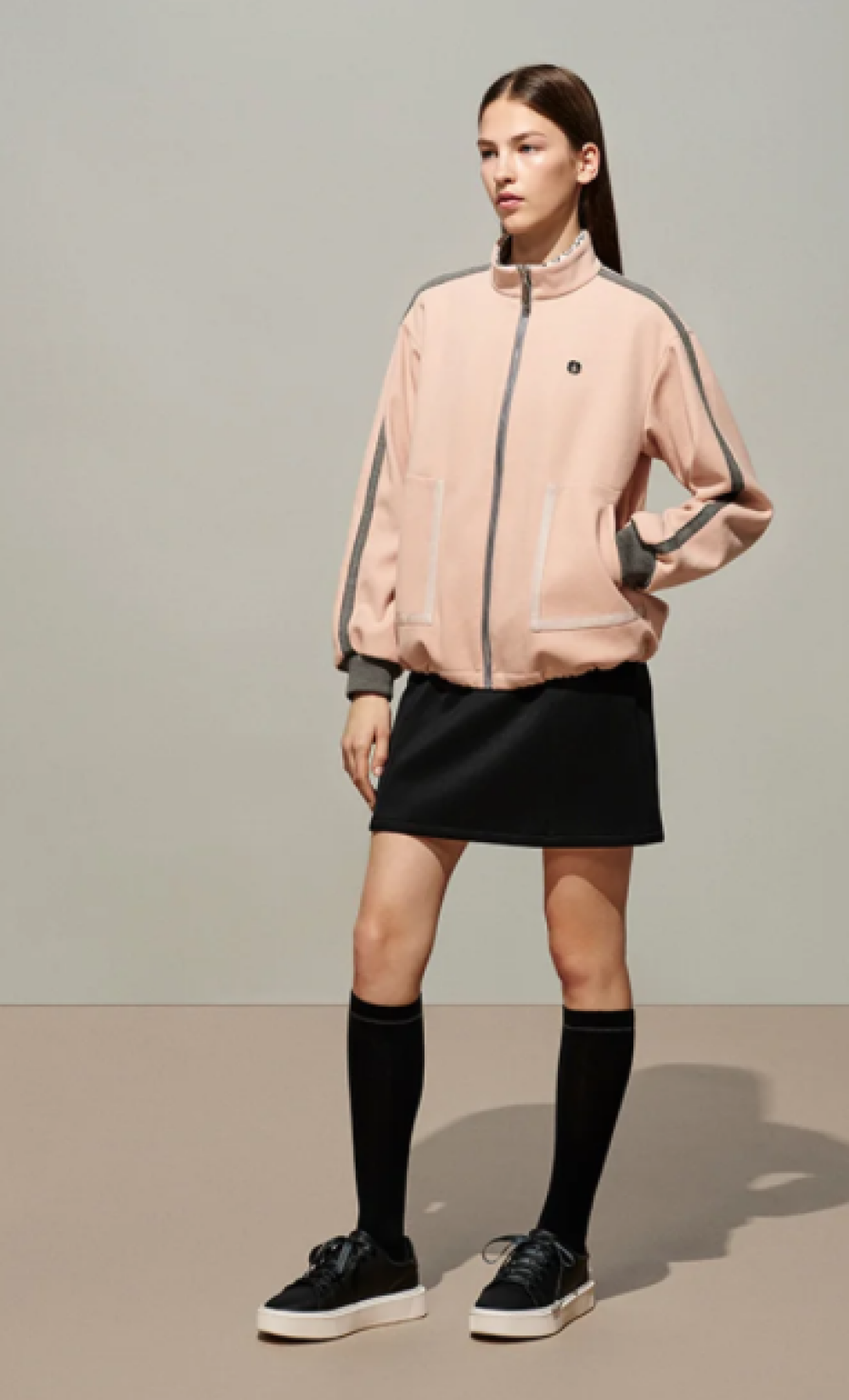 ストレッチジャージ前開きブルゾン【蓄熱裏地付き】