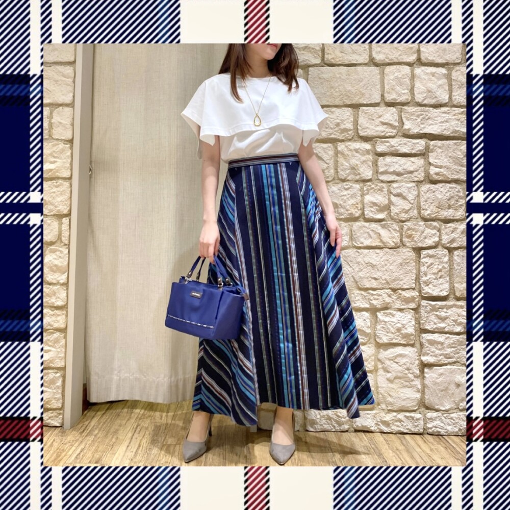 【ポイント3倍フェア】マルチストライプロングスカート