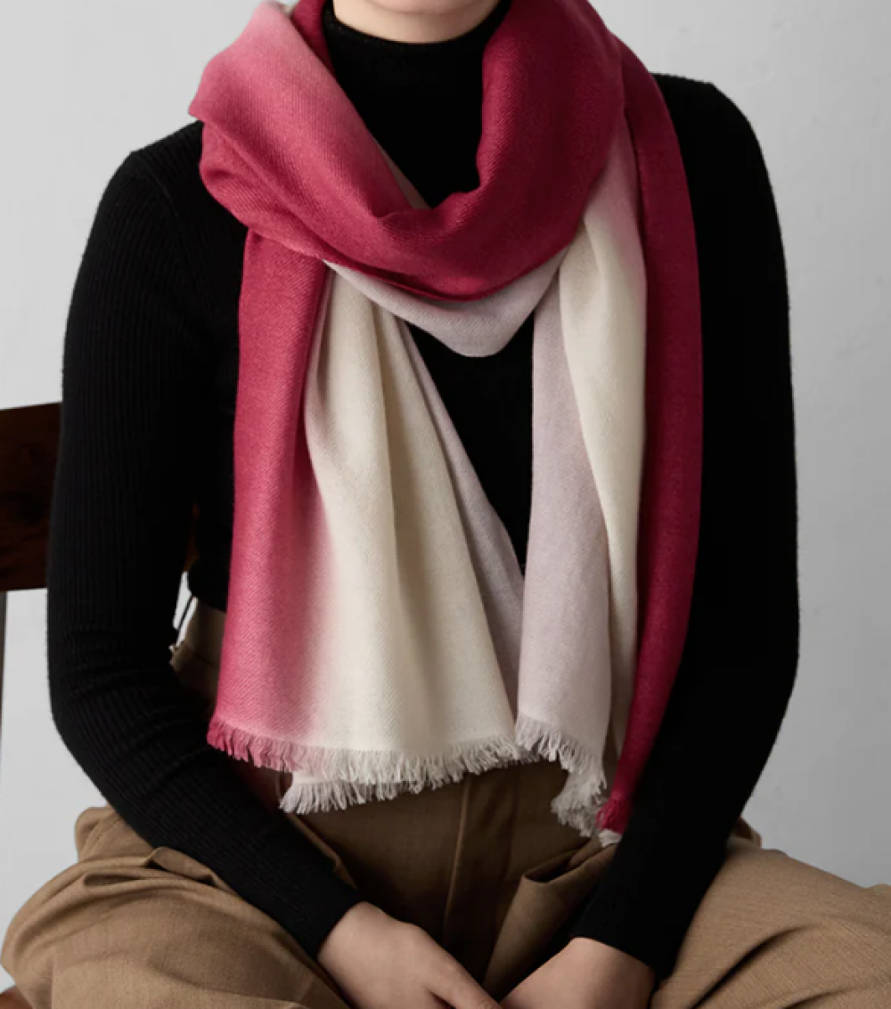 【ギフトにもおすすめ】3トーンが美しいカシミアストール