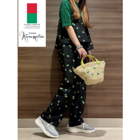 GINZA Kanematsu 花柄刺繍ハンドバッグ サンダル セットアップ 銀座 