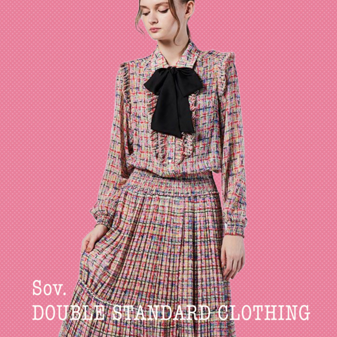 ソブ sov. ダブルスタンダード ボウタイブラウス&スカートセットアップ 36