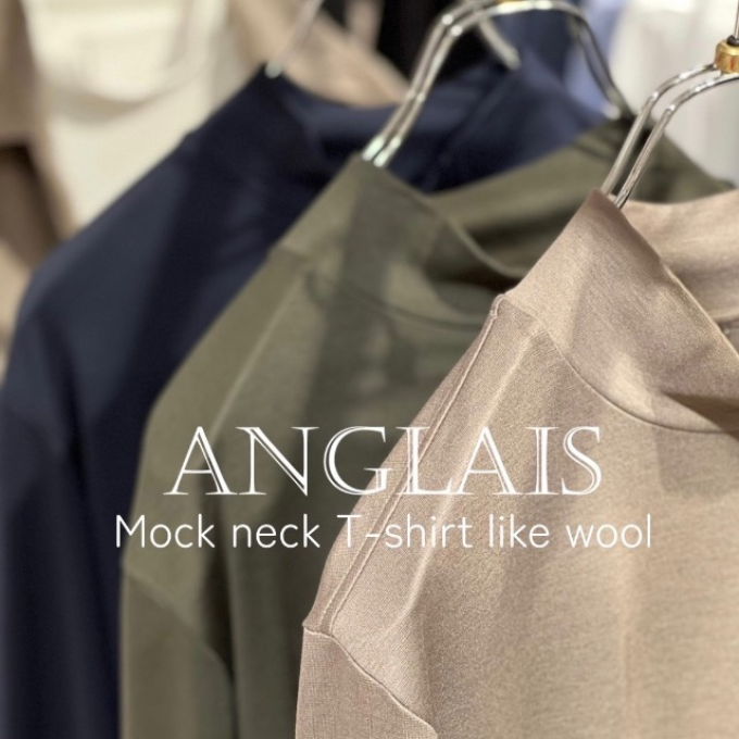 【ANGLAIS】穏やかな温もりを纏う、ウールライクモックネックTシャツ