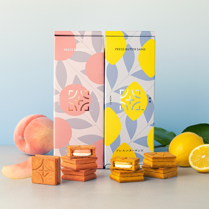 PRESS BUTTER SAND、「バターサンド〈桃〉」「バターサンド〈檸檬〉」特別パッケージで全国販売