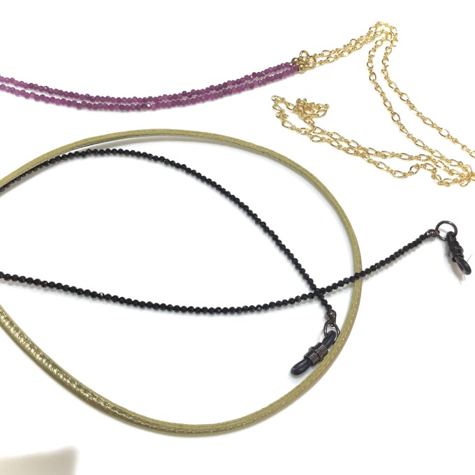 天然石のグラスコード｜ディフューザー DIFFUSER 眼鏡チェーン｜BLACK SPINEL COMBINATION GLASS CODE