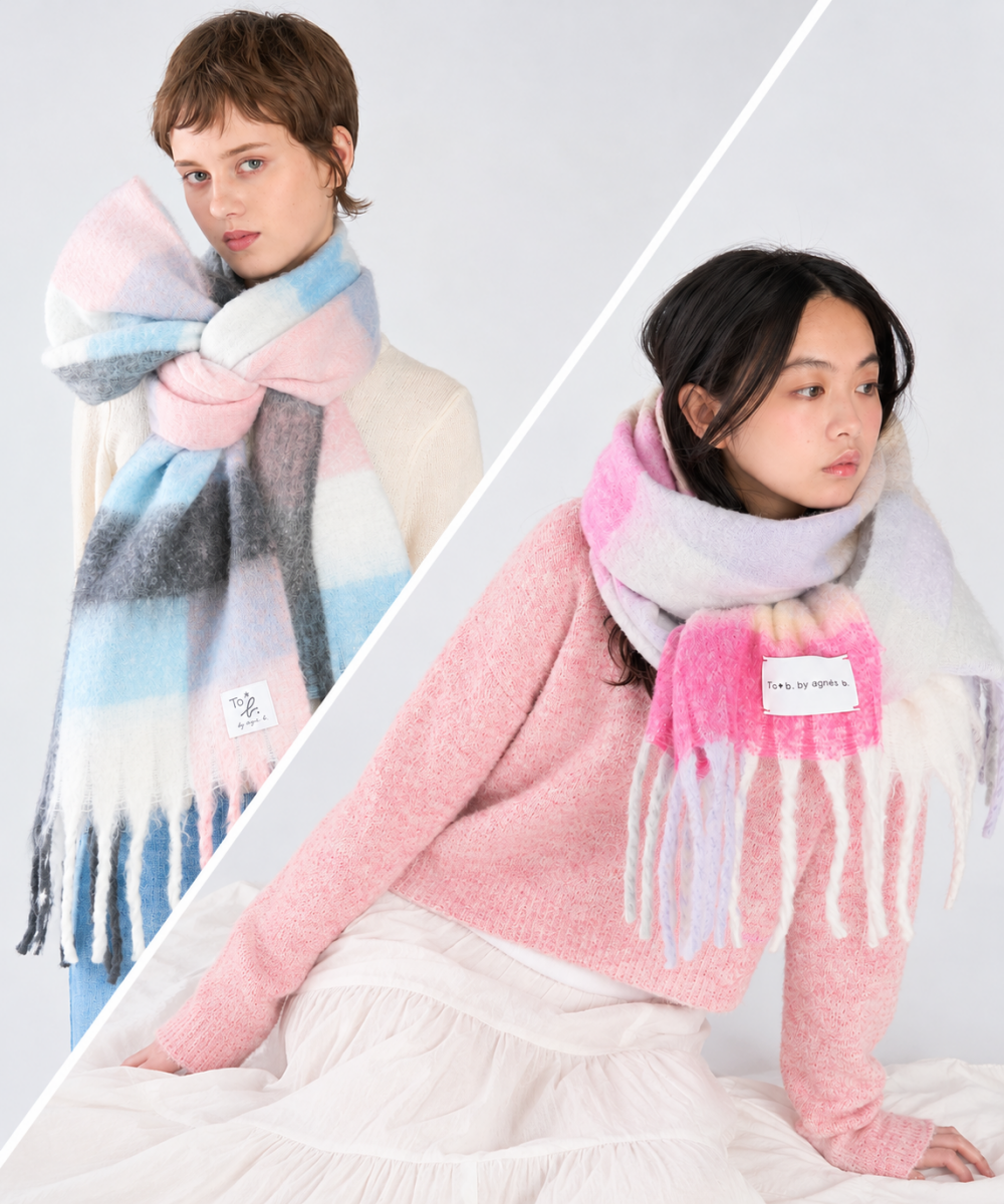 ＜アニエスベー ボヤージュ＞ブロックチェックマフラー🧣入荷