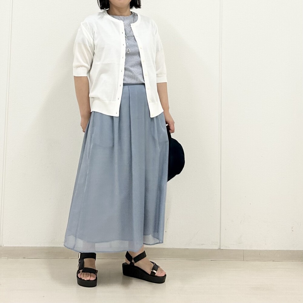【6F J.PRESS LADIES】爽やかなホワイトの五分袖カーディガン