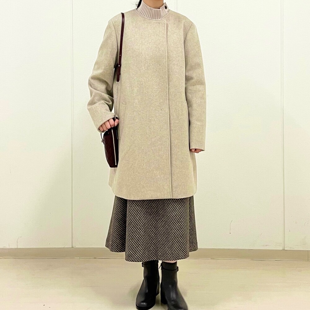 【6F J.PRESS LADIES】Iラインシルエットが綺麗なノーカラーコート