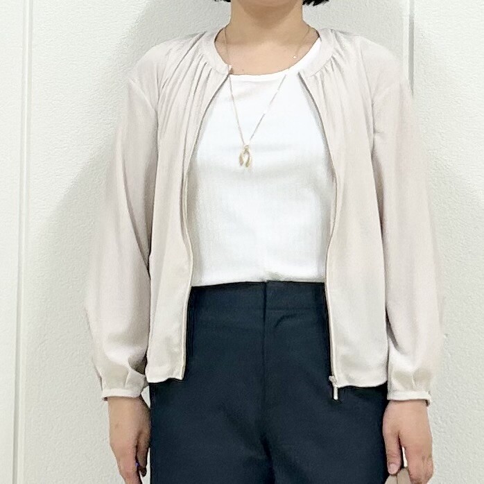【6F J.PRESS LADIES】ジャージ素材の柔らかライトブルゾン