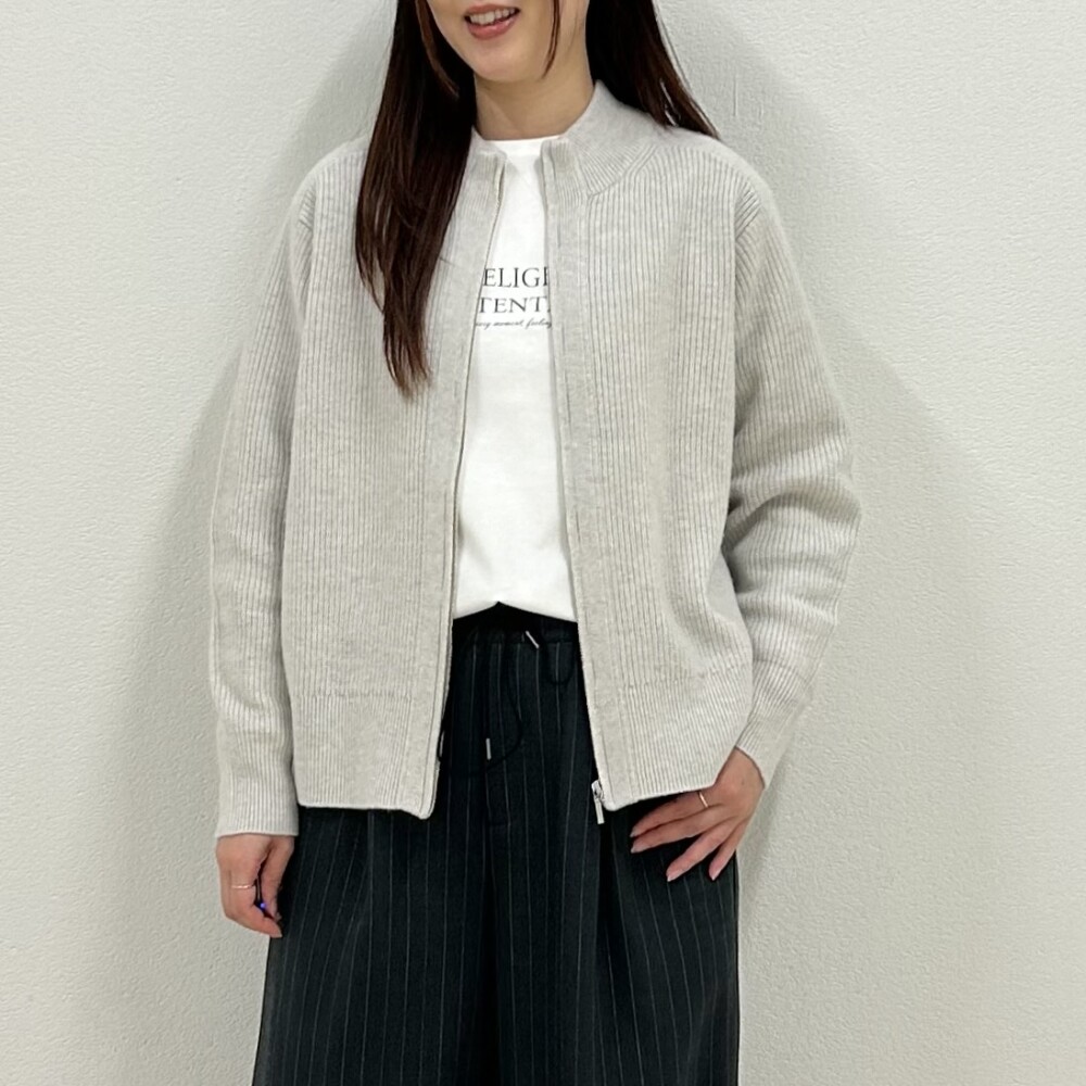 【6F J.PRESS LADIES】ジップアップニットブルゾン