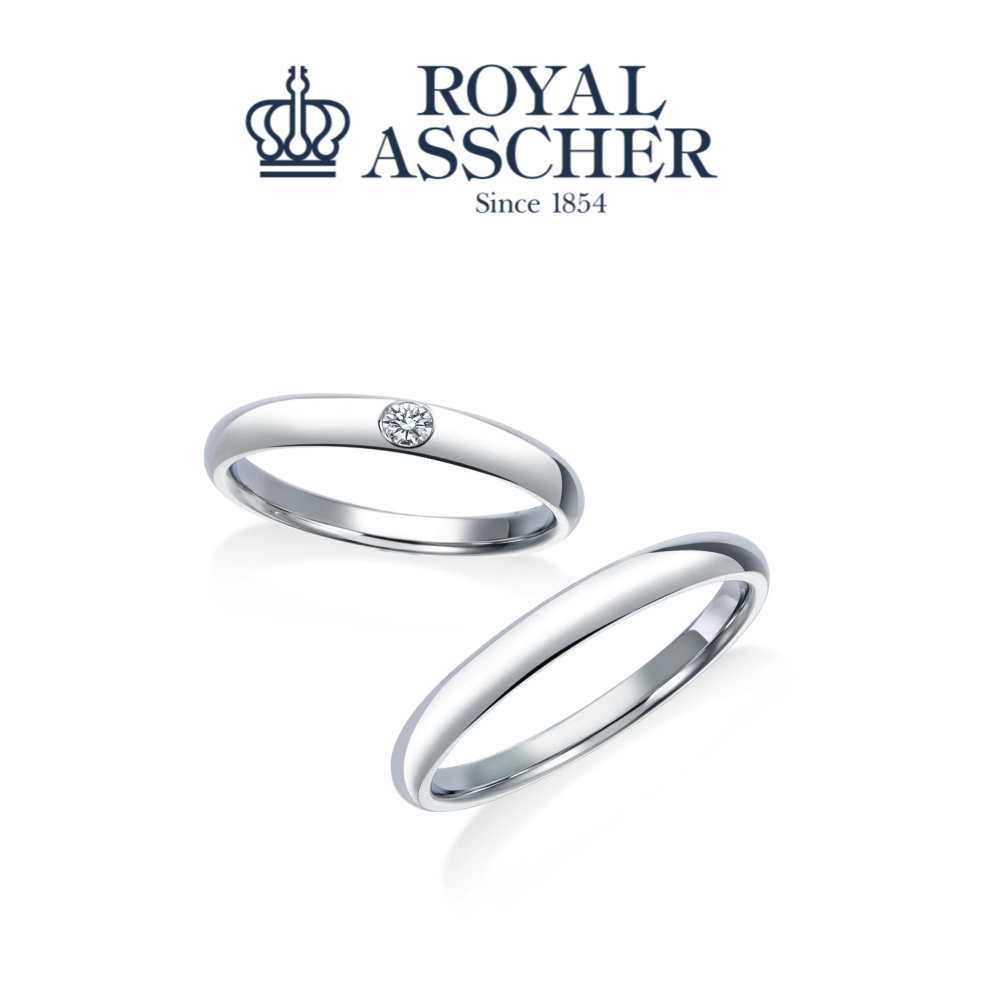 【3階 西側 ロイヤル・アッシャーサロン】ミニマルなデザインが光るマリッジリング