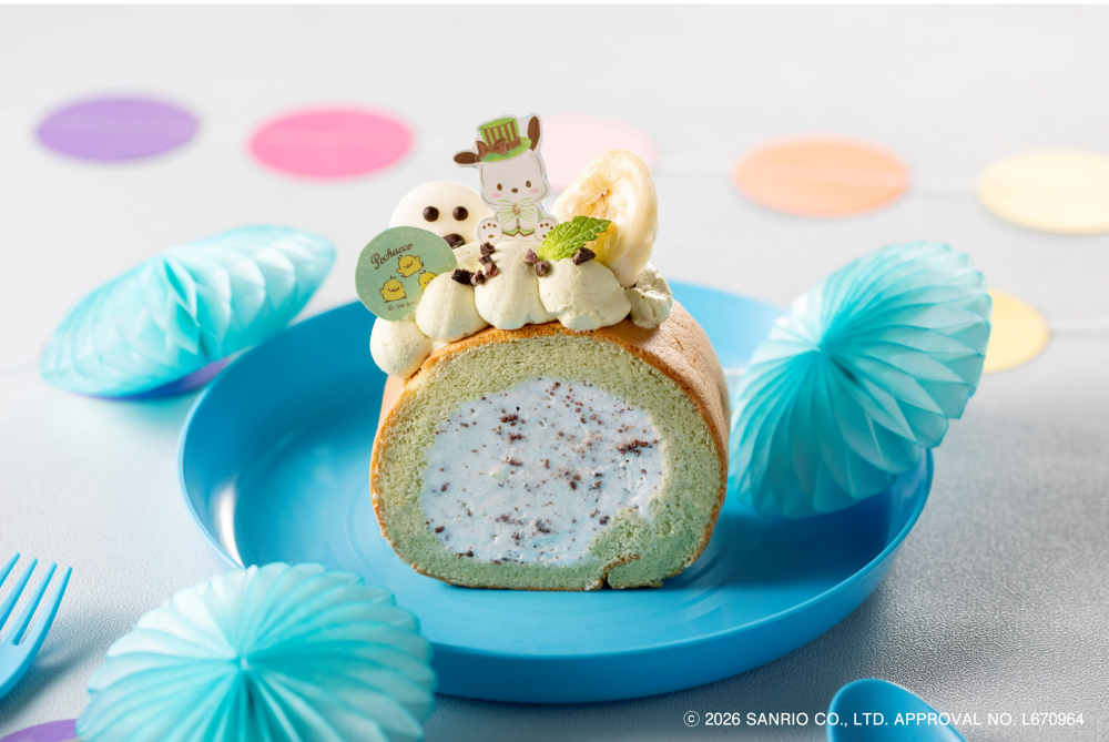 ポチャッコ好き集まれ😃　淡いグリーンのキュートなロールケーキ✨