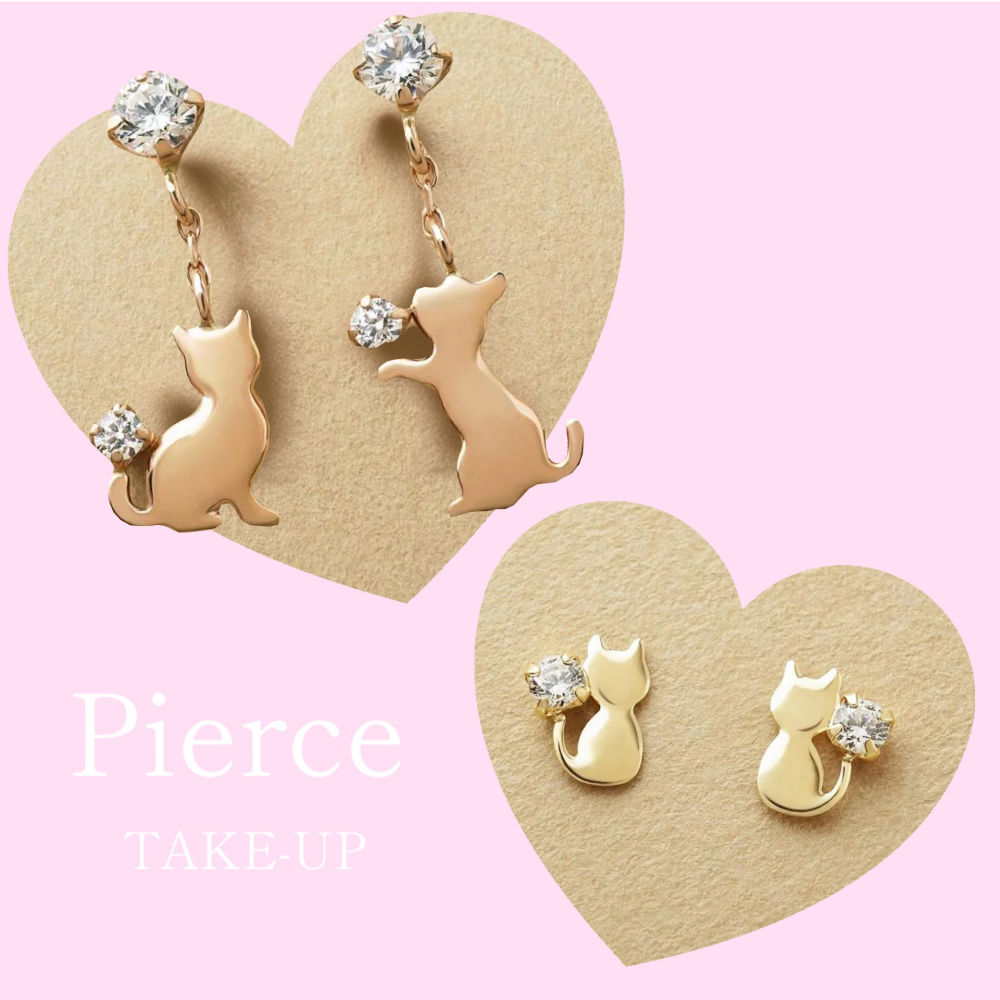 【テイクアップ】心ときめく💕ネコモチーフピアス🐱