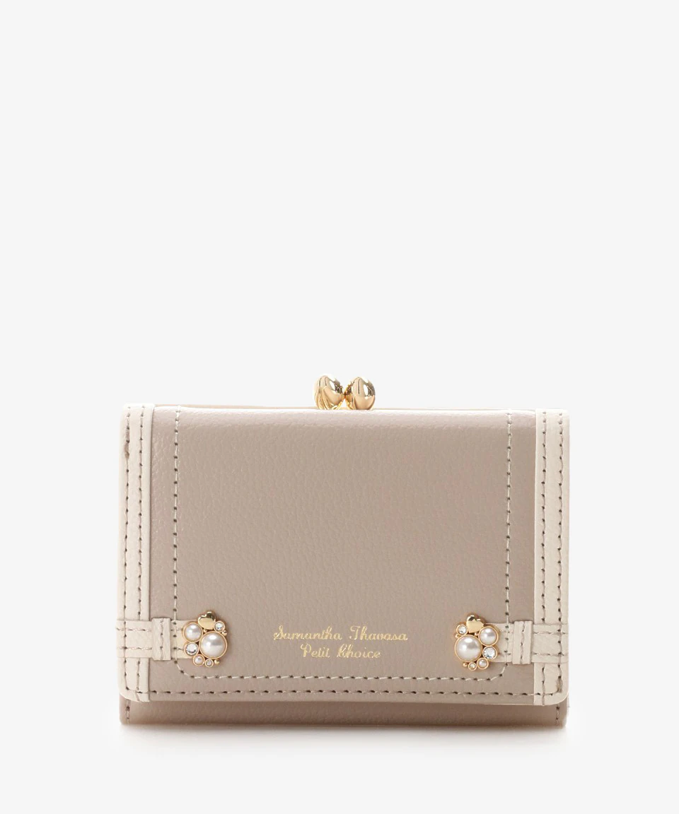 サイドビジューが可愛い❤口金折財布