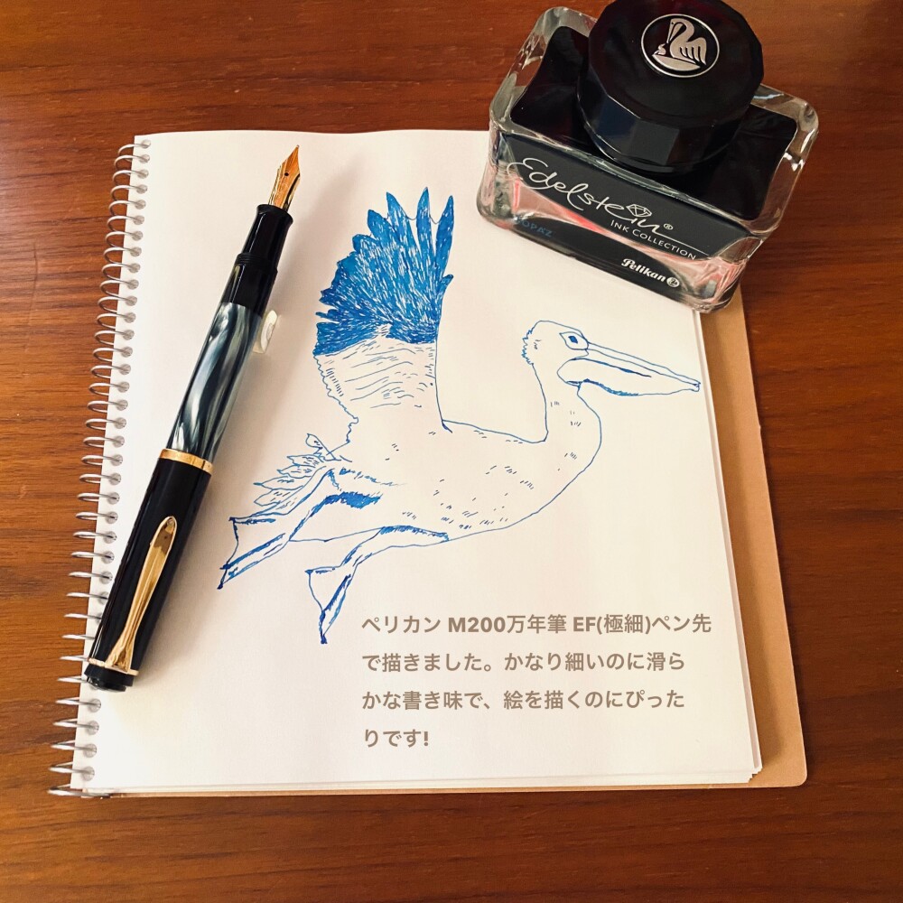 絵を描くのにぴったり🌞 細めのペン先✒︎お探しの方に🪶 マーブル模様が美しい! ドイツ製🇩🇪 ペリカン M200 万年筆🪶