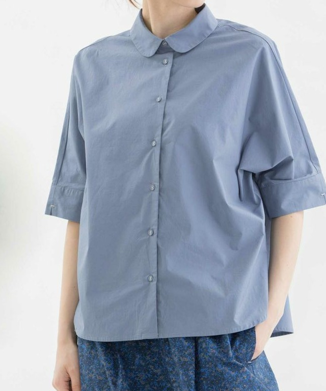 【６階ノップドゥノッド】5分袖丸襟シャツ