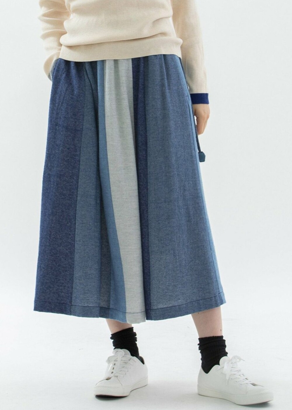 【6階ノップドゥノッド】4色づかいの起毛フレアスカート
