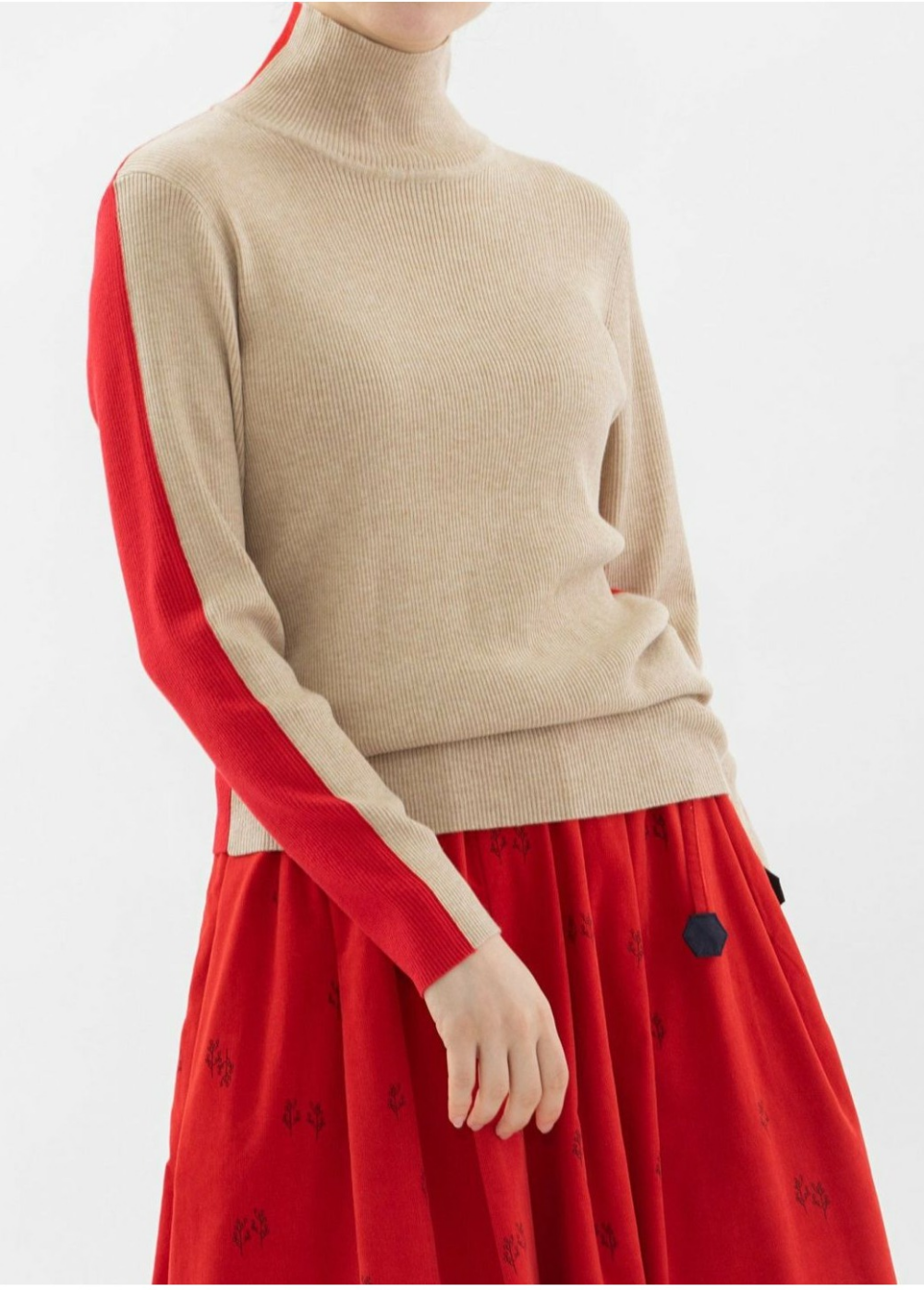 【6階ノップドゥノッド】バイカラータートルニット