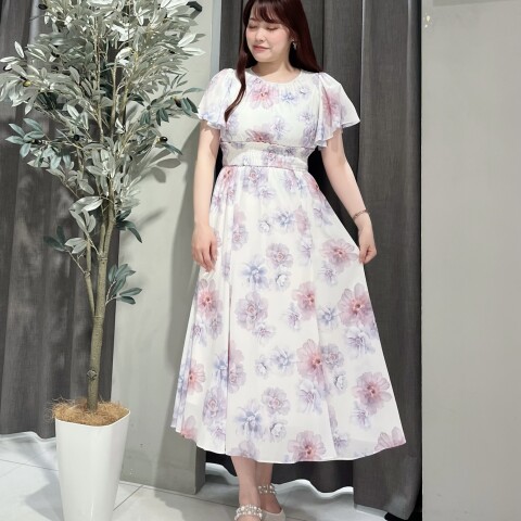 WILLSELECTION オリジナルマーブルフラワーワンピース beige 目白押し