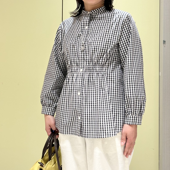 【6F J.PRESS LADIES】すっきり見えするギンガムチェックブラウス