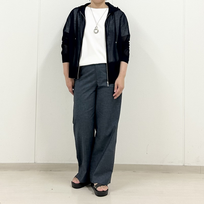 【6F J.PRESS LADIES】トレンドのシアーニットパーカー